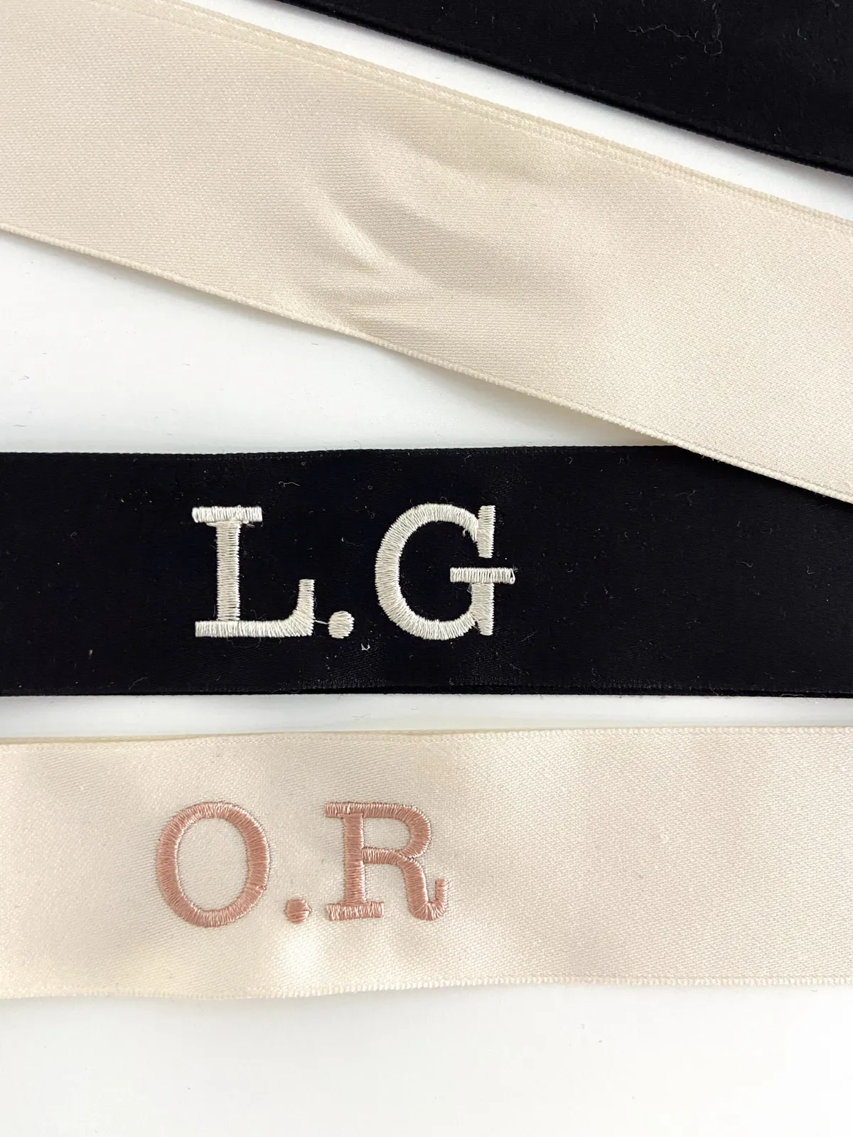 Pack Of Two Black And Ivory Personalised Ribbons