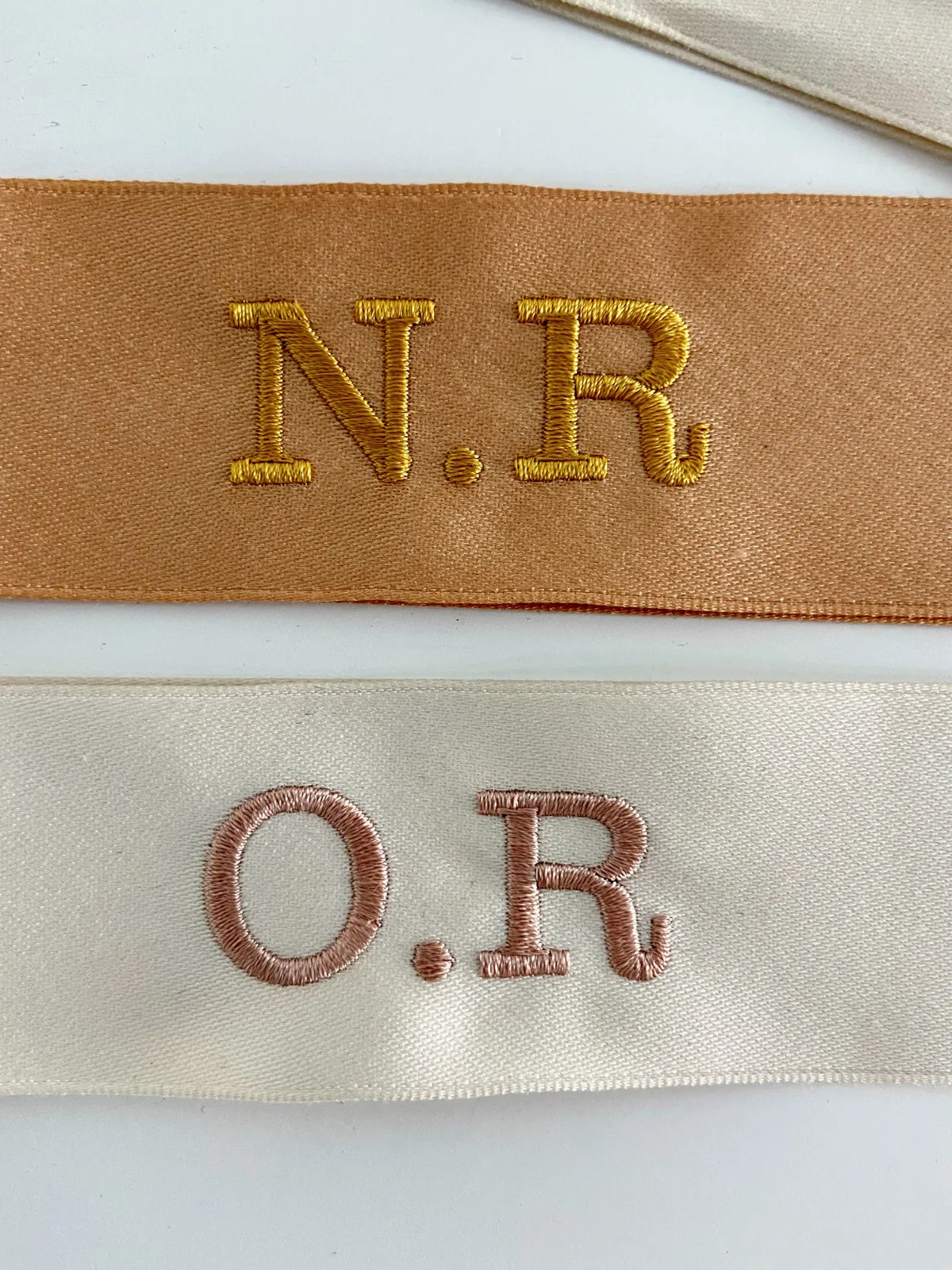 Pack Of Two Rose Gold And Ivory Personalised Ribbons