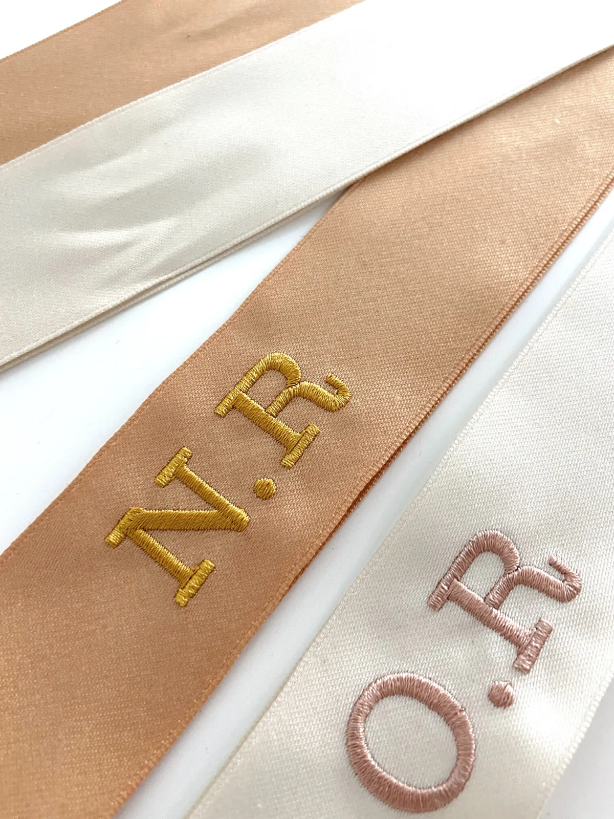 Pack Of Two Rose Gold And Ivory Personalised Ribbons