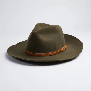 Rancher Style Olive Green Fall Felt Hat - Unisex