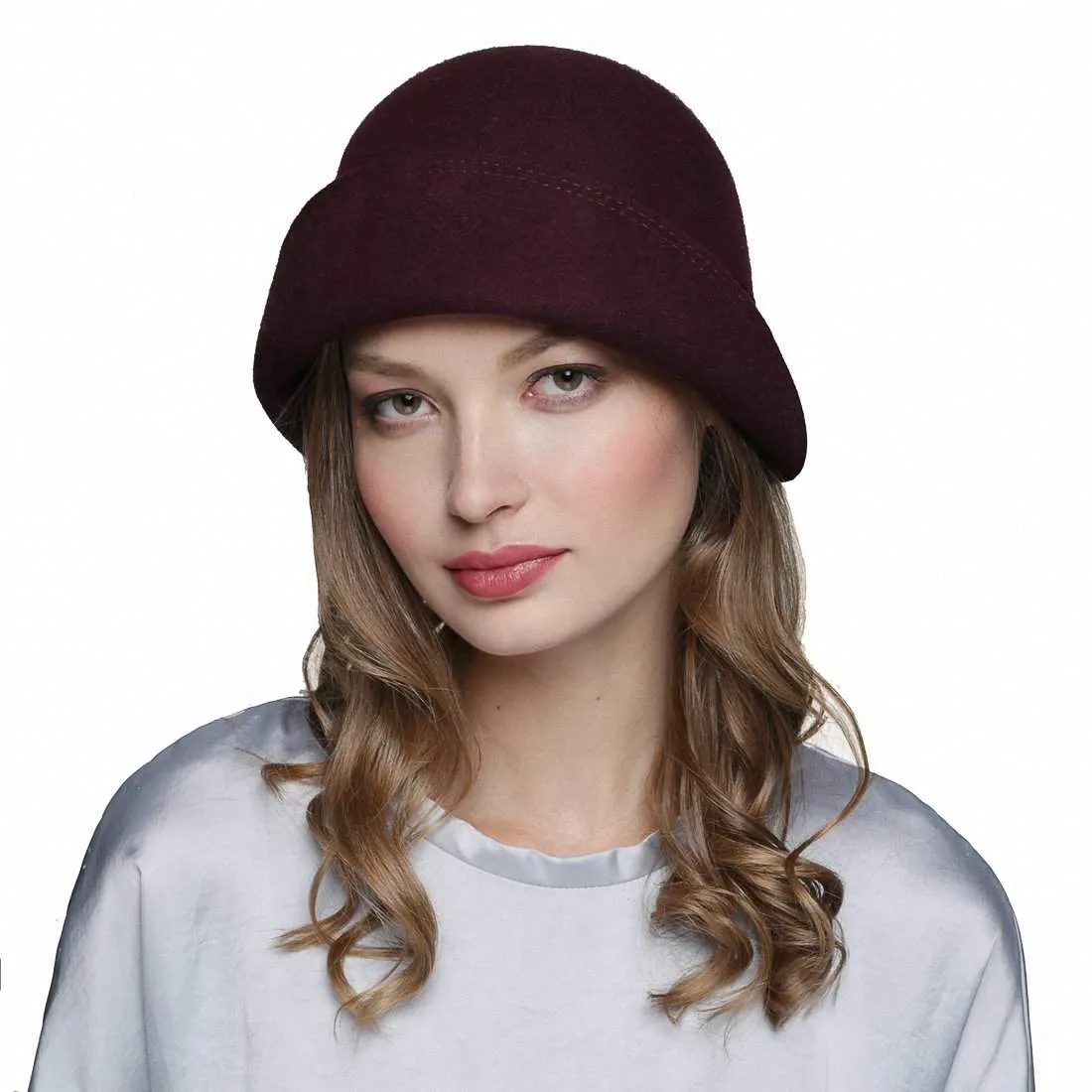 Soft Brim Wool Felt Cloche Hat with Bow