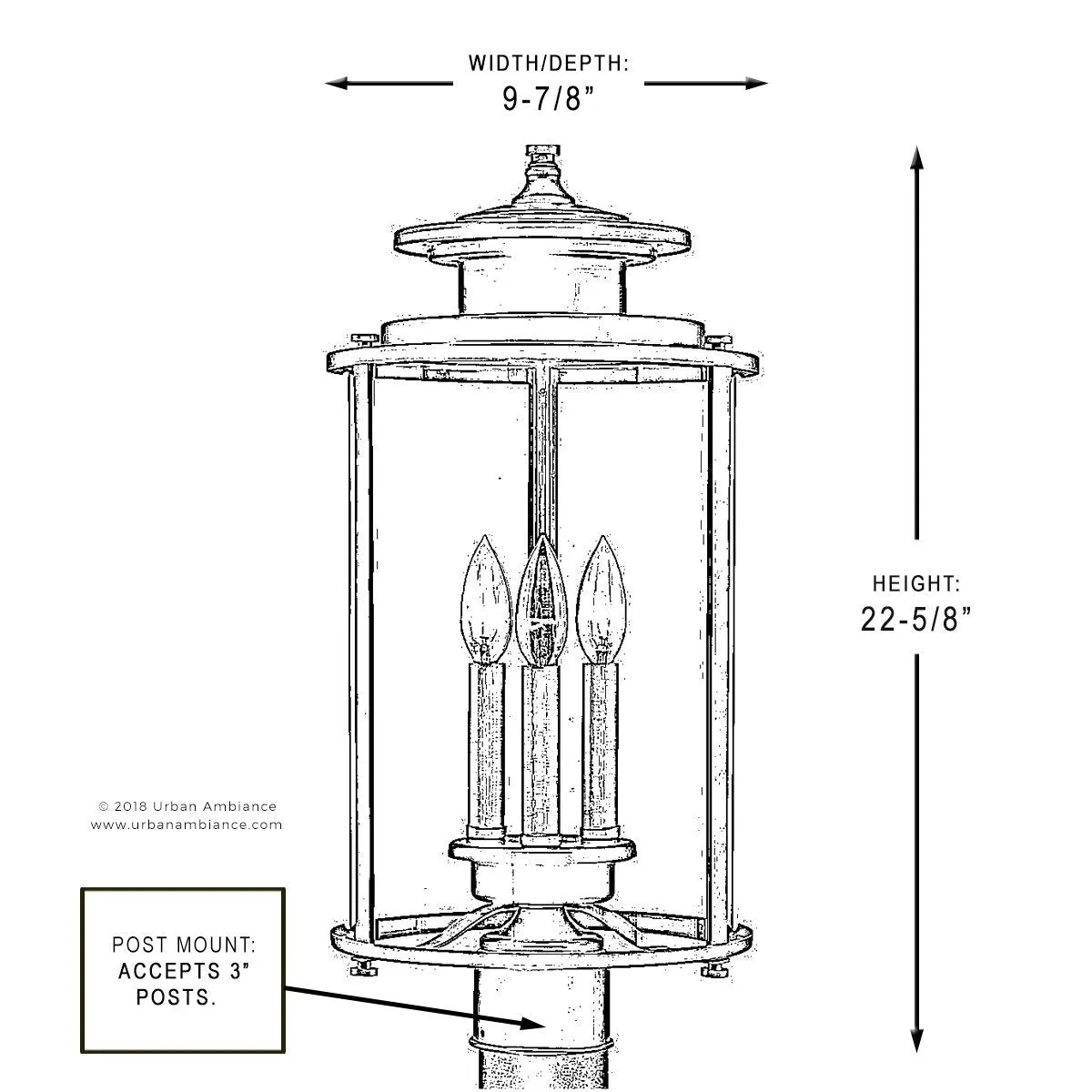 UHP1122 Rustic Outdoor Post/Pier Light, 22.63"H x 9.88"W, Olde Bronze Finish, Plymouth Collection