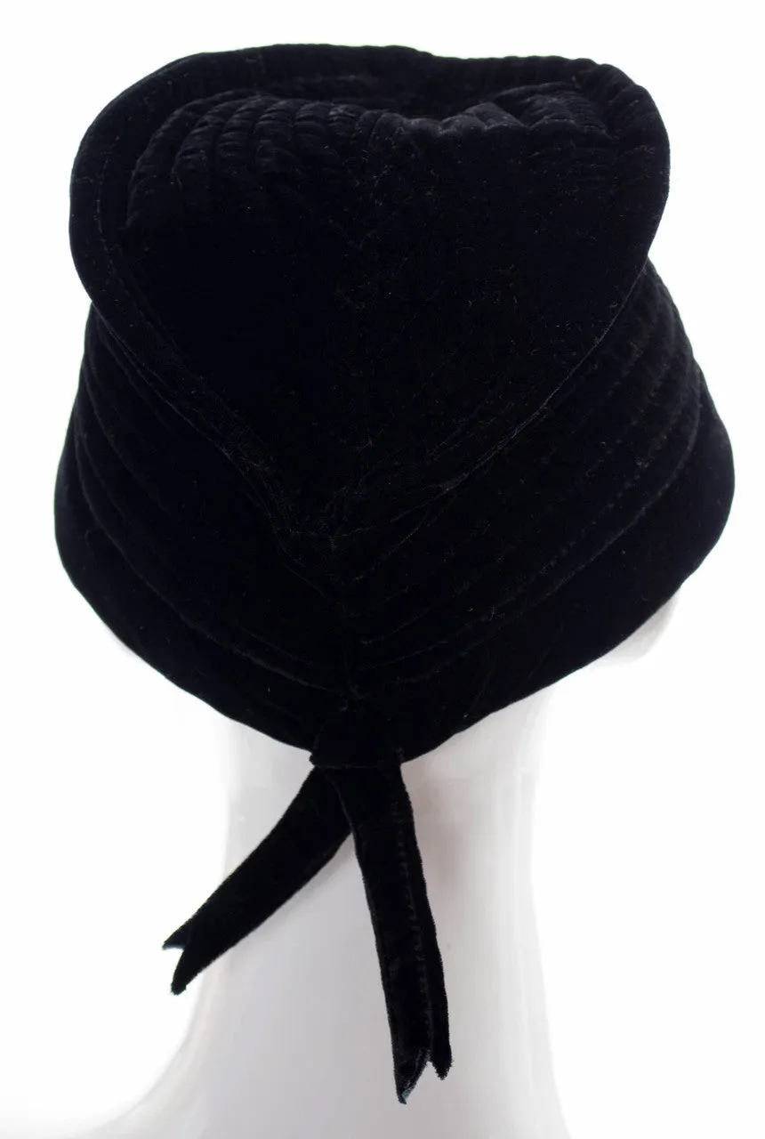 Valentino Garavani designer black velvet vintage beret hat