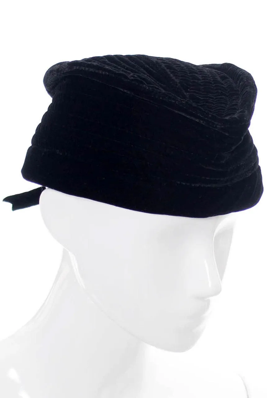 Valentino Garavani designer black velvet vintage beret hat