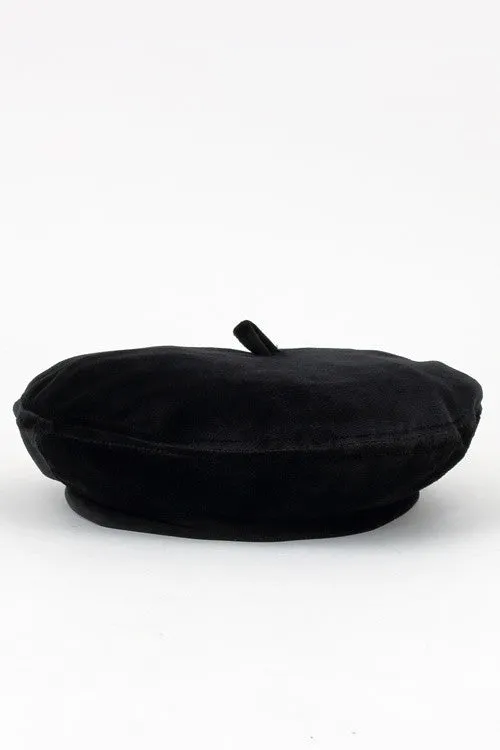Velvet Beret in Black