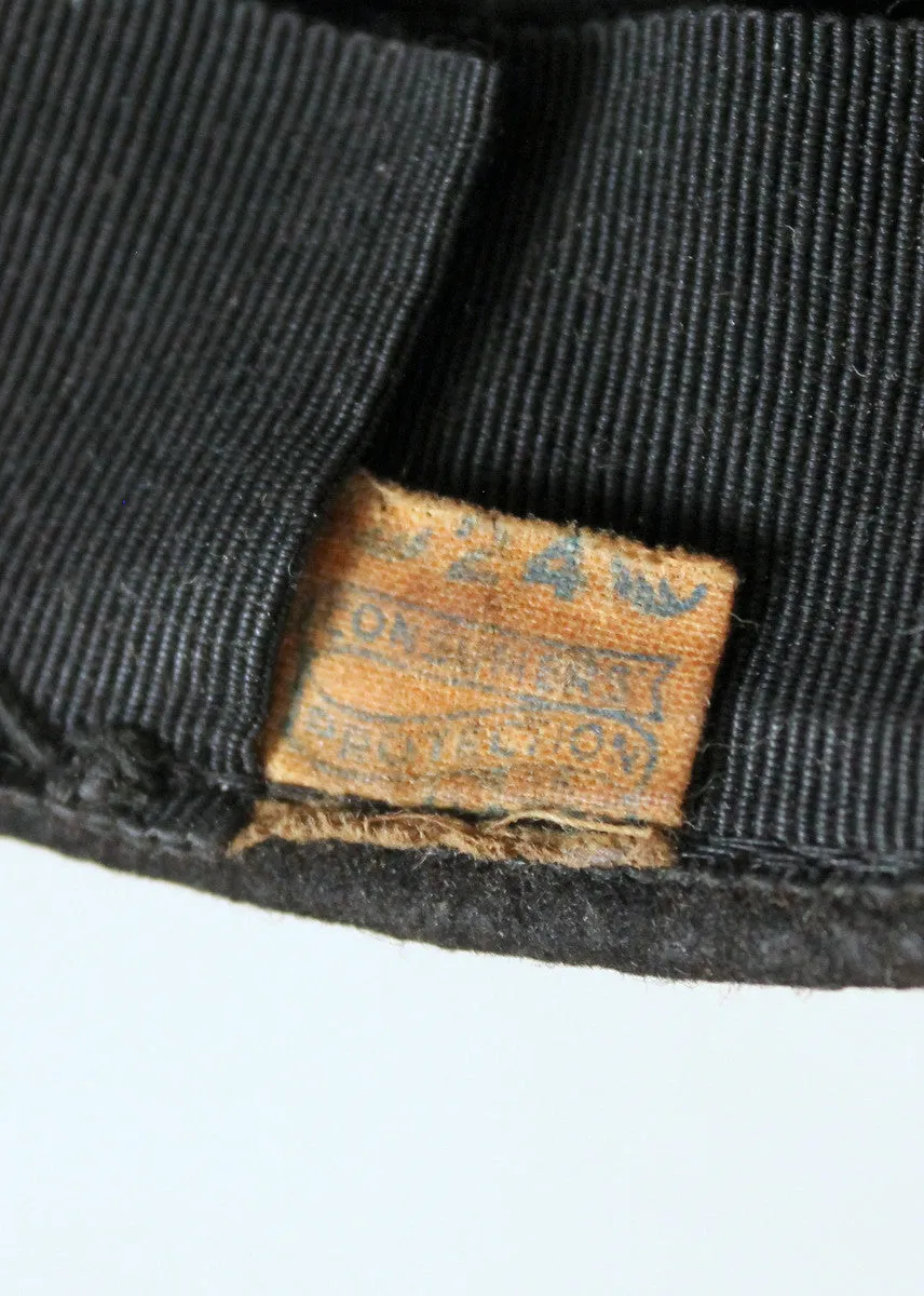 Vintage 1930s Art Deco Black Flower Beret Hat