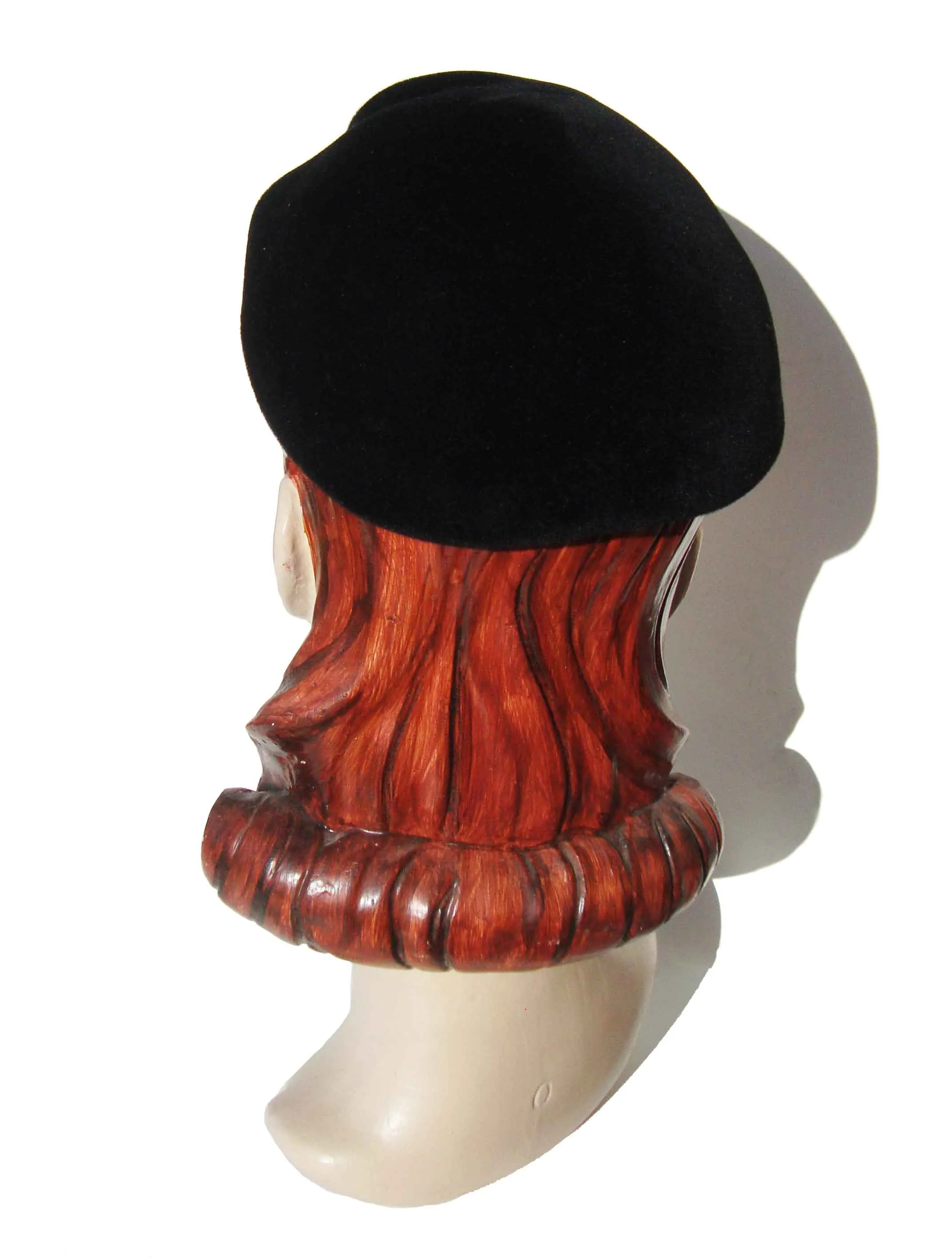 Vintage 50s Flechats Black Velvet Cocktail Hat