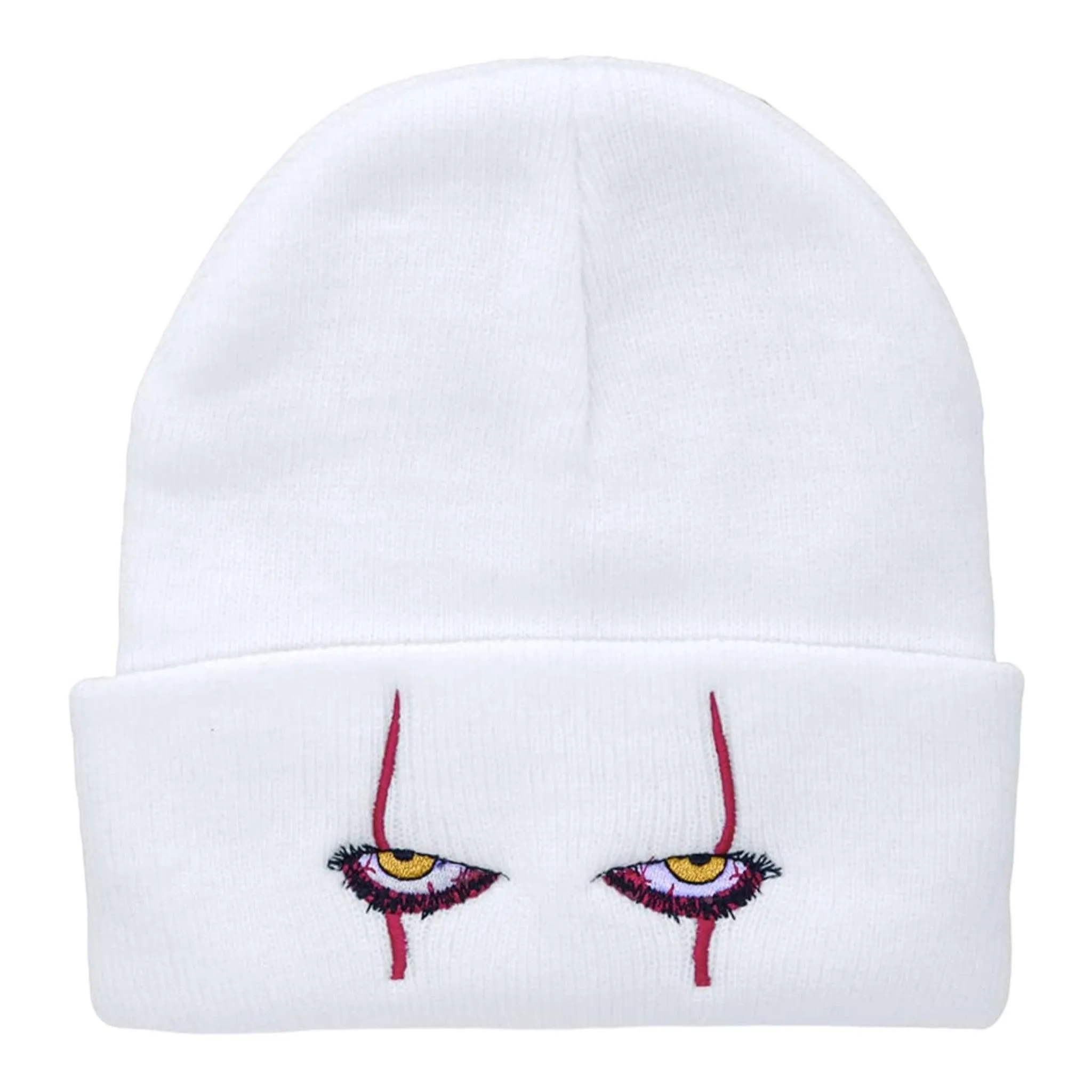 White Red Eye Embroidered Knitted Beanies