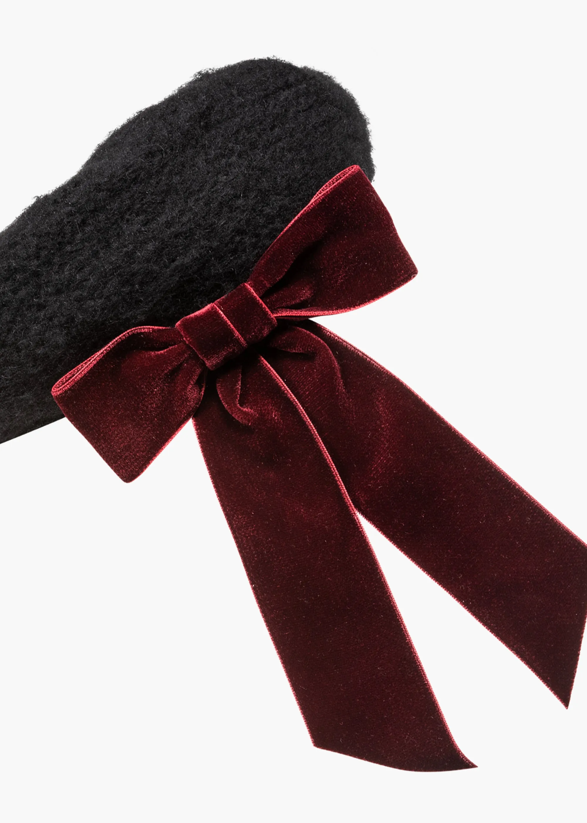 Wide Velvet Bow Beret -- Pinot