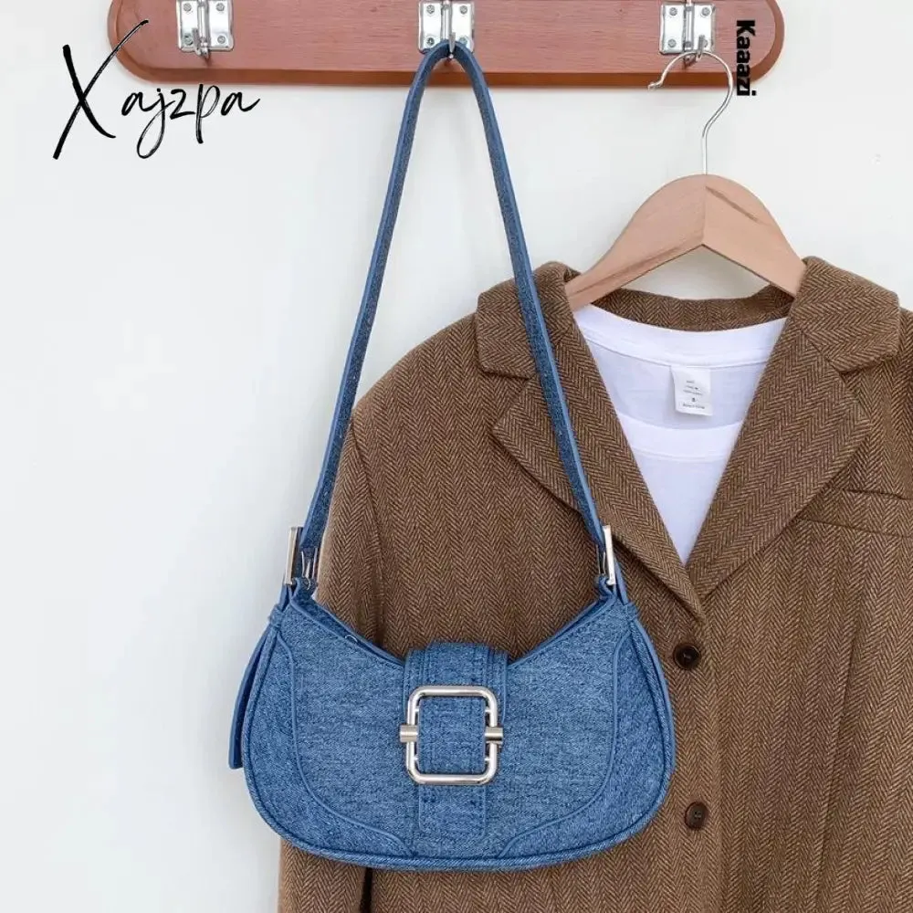 Xajzpa - Vintage Handbags For Women Half-moon Leather Hasp Shoulder Crossbody Bag Luxury Designer Ladies Underarm Bags Hobo 2023 Fashion