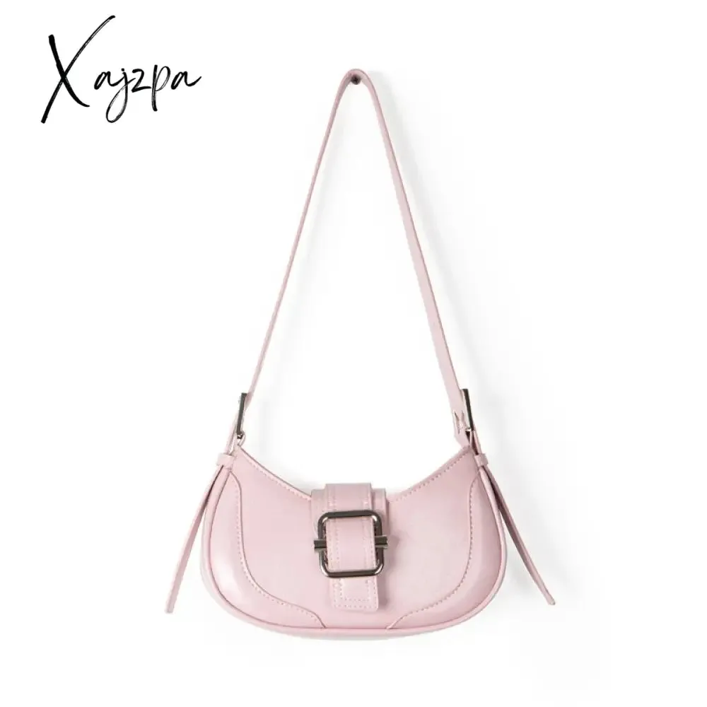 Xajzpa - Vintage Handbags For Women Half-moon Leather Hasp Shoulder Crossbody Bag Luxury Designer Ladies Underarm Bags Hobo 2023 Fashion