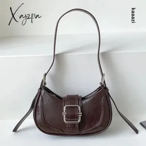 Xajzpa - Vintage Handbags For Women Half-moon Leather Hasp Shoulder Crossbody Bag Luxury Designer Ladies Underarm Bags Hobo 2023 Fashion