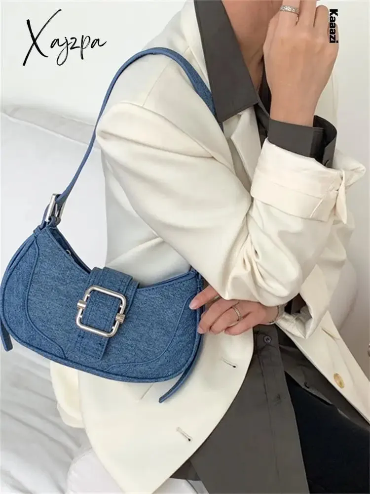 Xajzpa - Vintage Handbags For Women Half-moon Leather Hasp Shoulder Crossbody Bag Luxury Designer Ladies Underarm Bags Hobo 2023 Fashion