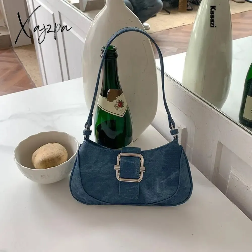 Xajzpa - Vintage Handbags For Women Half-moon Leather Hasp Shoulder Crossbody Bag Luxury Designer Ladies Underarm Bags Hobo 2023 Fashion