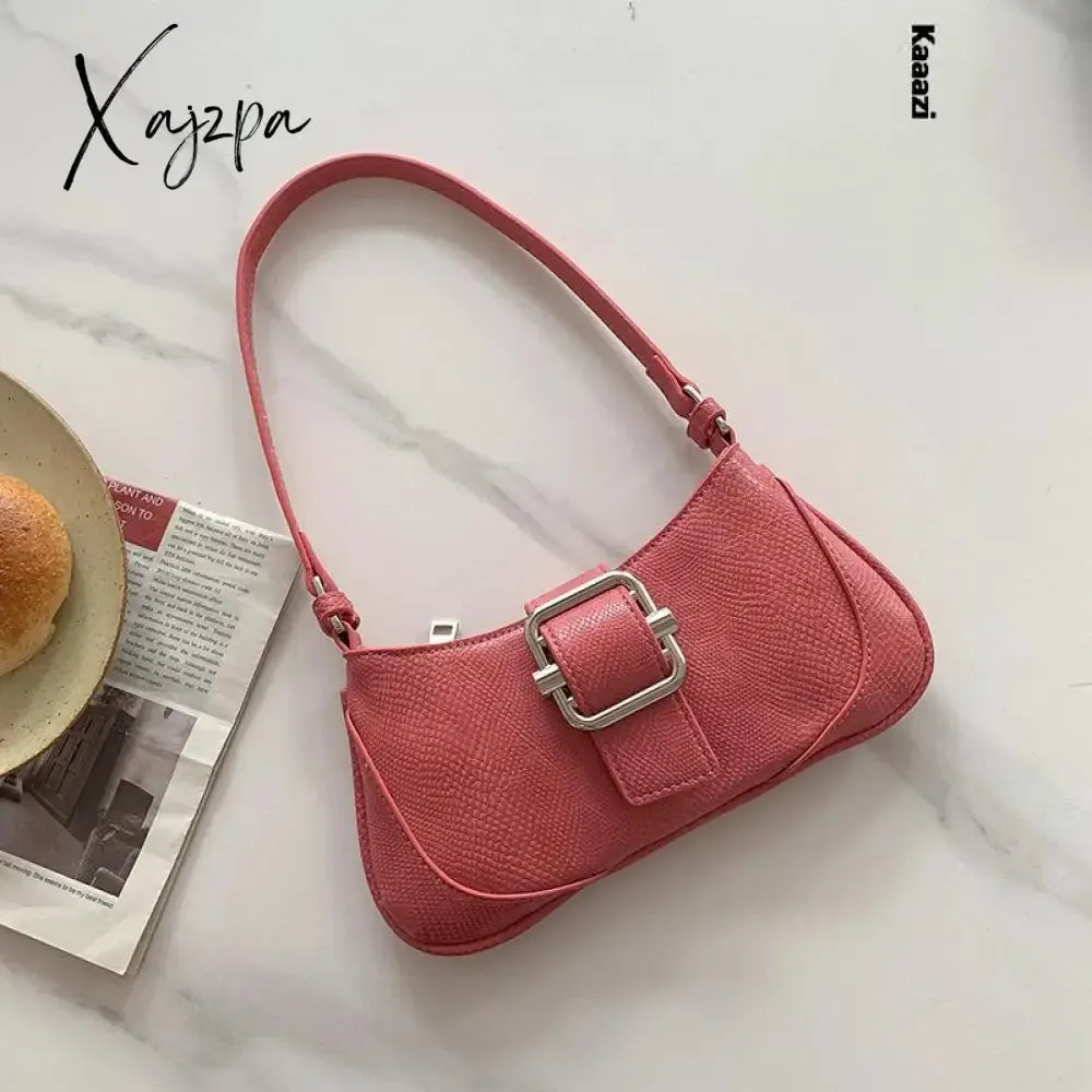 Xajzpa - Vintage Handbags For Women Half-moon Leather Hasp Shoulder Crossbody Bag Luxury Designer Ladies Underarm Bags Hobo 2023 Fashion