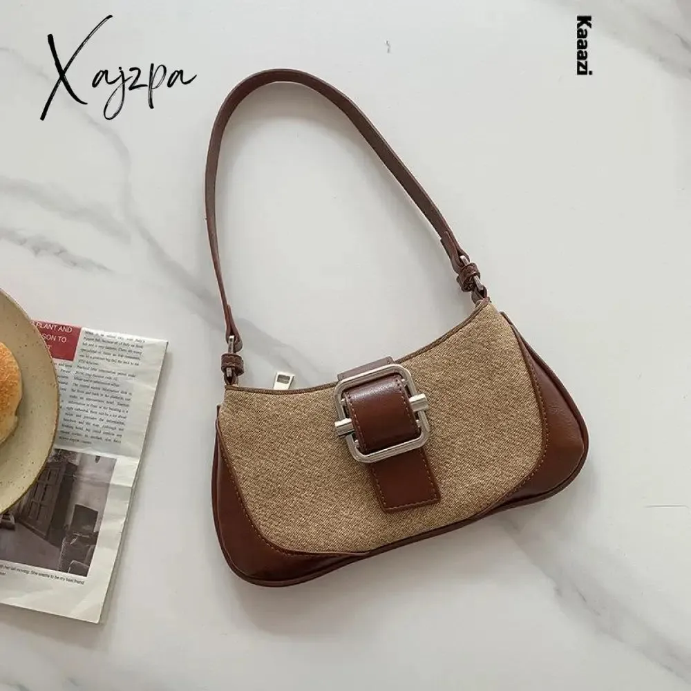 Xajzpa - Vintage Handbags For Women Half-moon Leather Hasp Shoulder Crossbody Bag Luxury Designer Ladies Underarm Bags Hobo 2023 Fashion
