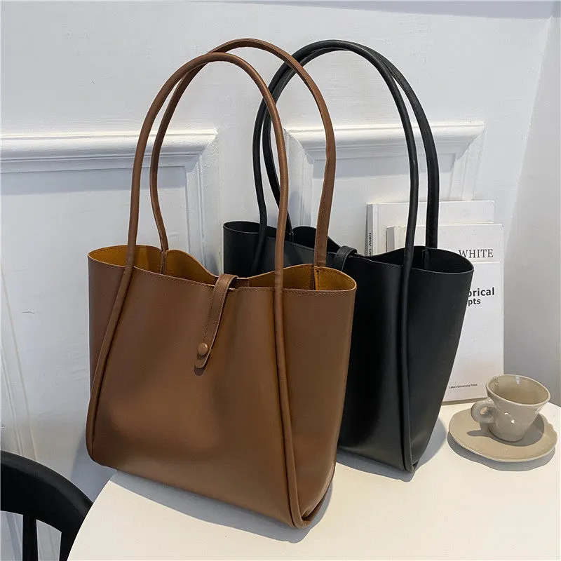 XIANGTUIBAO Korean Style New Solid Color Bag 2022 Simple Trendy Hand-Held Tote Large Capacity Retro Spring Fashion Shoulder Bag