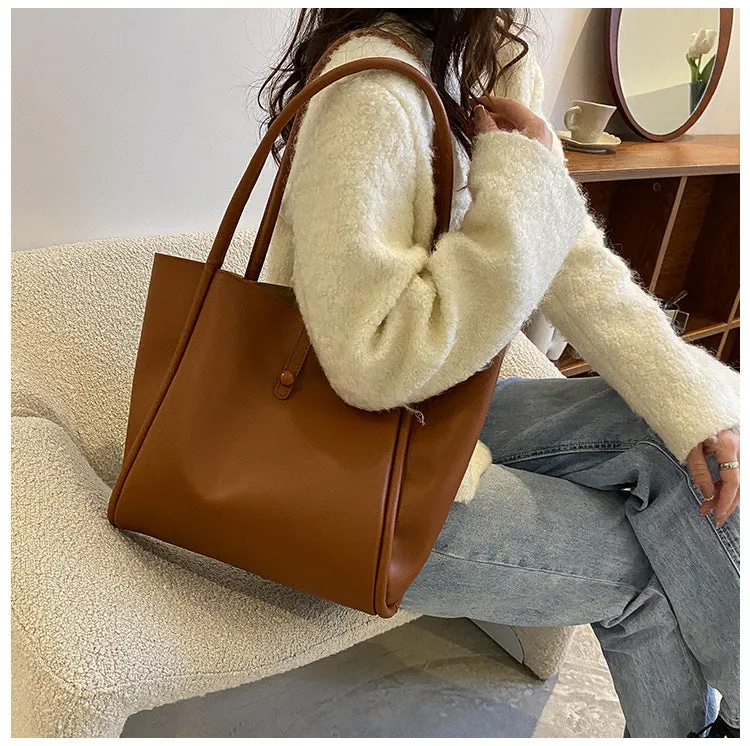 XIANGTUIBAO Korean Style New Solid Color Bag 2022 Simple Trendy Hand-Held Tote Large Capacity Retro Spring Fashion Shoulder Bag