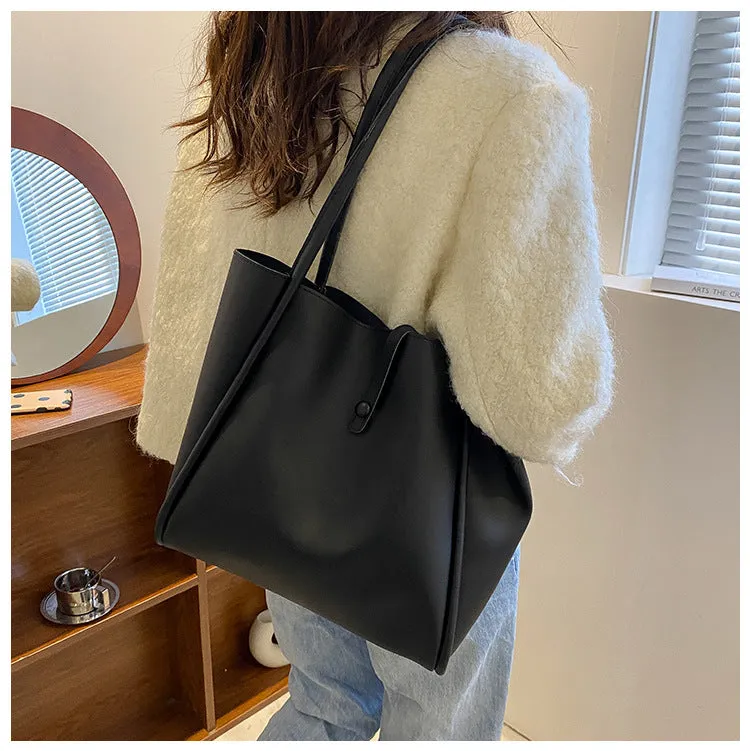 XIANGTUIBAO Korean Style New Solid Color Bag 2022 Simple Trendy Hand-Held Tote Large Capacity Retro Spring Fashion Shoulder Bag