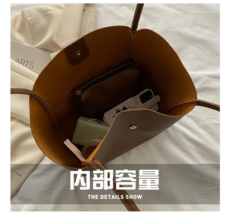 XIANGTUIBAO Korean Style New Solid Color Bag 2022 Simple Trendy Hand-Held Tote Large Capacity Retro Spring Fashion Shoulder Bag