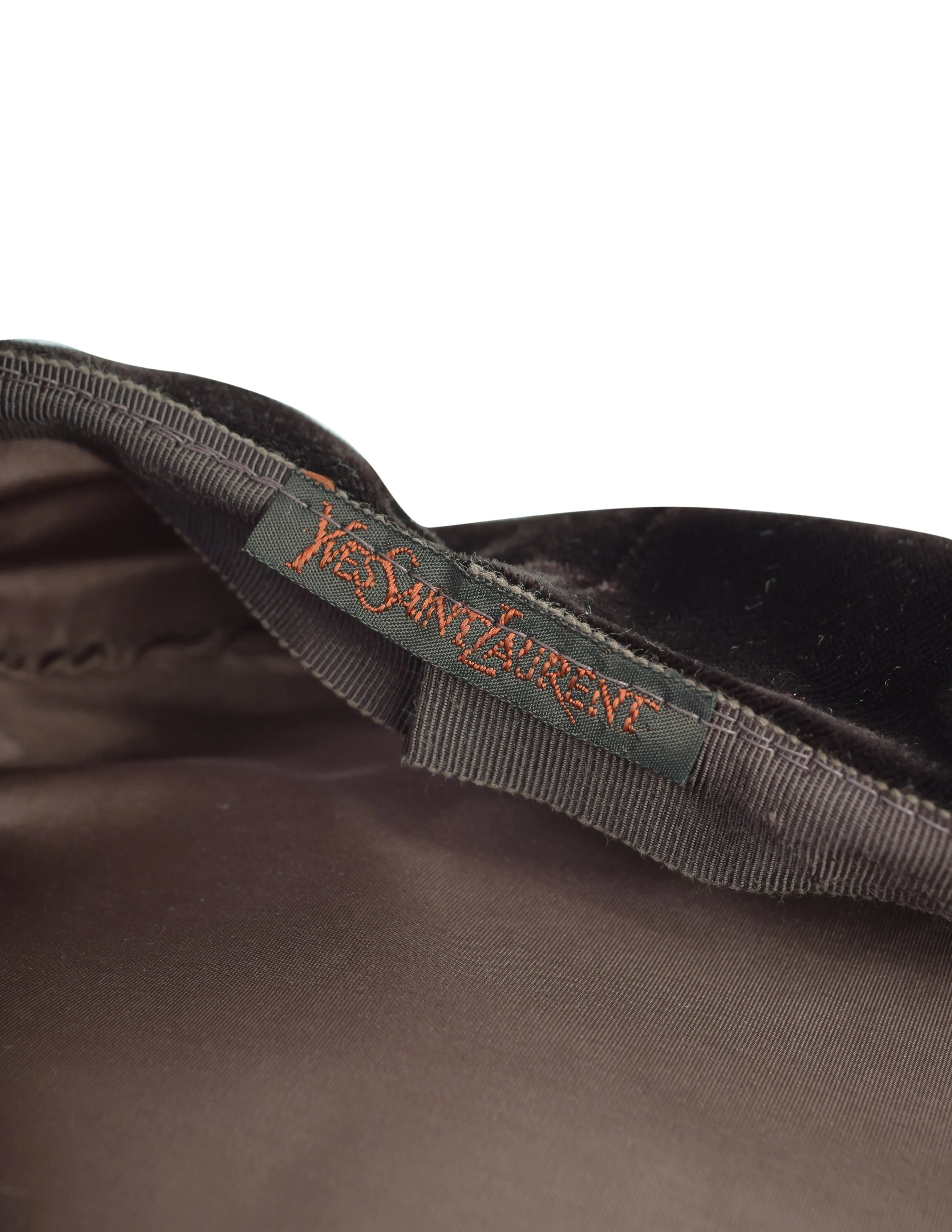 Yves Saint Laurent Vintage 1976 Russian Collection Brown Velvet Tassel Beret Hat